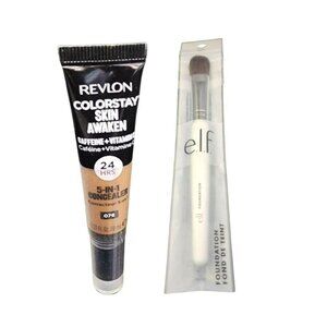 Revlon ColorStay Skin Awaken 5-in1 Concealer + e.l.f. Complexion Brush COMBO Set